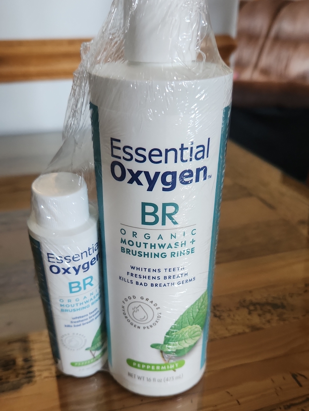 BR Organic Mouthwash + Brushing Rinse Peppermint 16oz + 3oz Bonus NEW